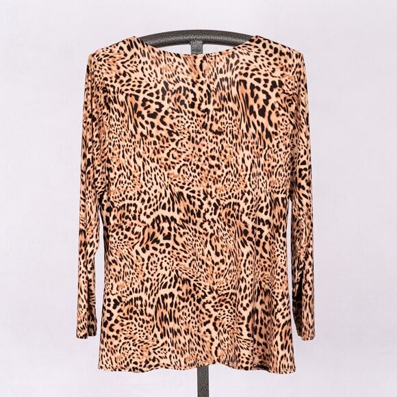 INC International Concepts Blouse Women's Size 2X Animal Print Cheetah Ruching - Picture 4 of 6